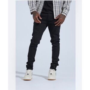 Pheelings Mens‎ Distressed Skinny Jeans Black Ripped Frayed Hem Sz 34 Streetwear